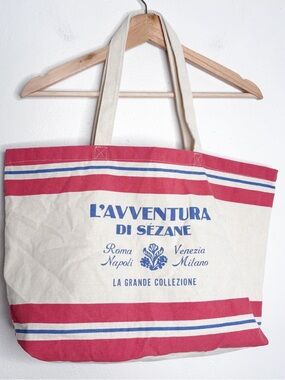 L’avventura Di Sezane Blue Red Striped Tote Bag EUC
